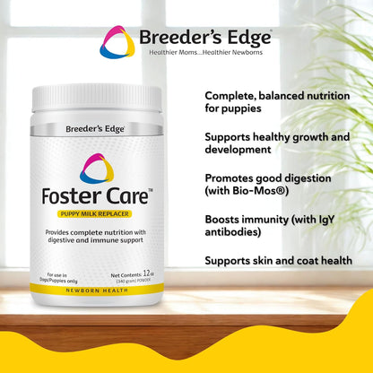 Breeder's Edge Foster Care Canine Milk Replacer Powder, Complete Nutritional Supplement for Puppies & Dogs, Supports Healthy GI & Immune System, Easy to Mix Formula, 12 oz