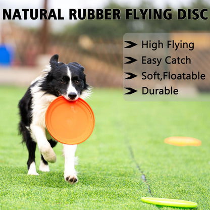 Dog Flying Disc - Durable Rubber Dog Toy for Fetch - Interactive Lightweight Flyer Dog Toys for Outdoor Playtime - Safer Disc for Healthy Activity - for Medium/Large Dogs