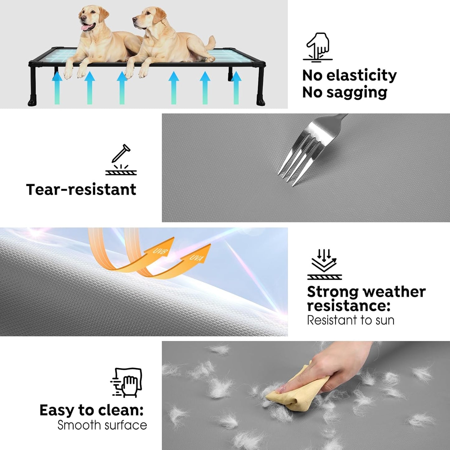 Veehoo Chew-Proof Elevated Dog Bed, Durable Training Platform for Large Dogs, Indoor Outdoor Raised Pet Cot, Grey, 41x27inches, Model CWC2420CP