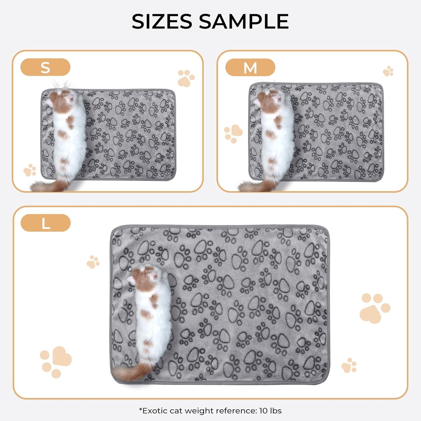 Luciphia 1 Pack 6 Dog Blankets Cat Soft Fluffy Fleece Pet Blanket Warm Cute Print Design Puppy Kitten Doggy Paw Grey Small(23"x16")