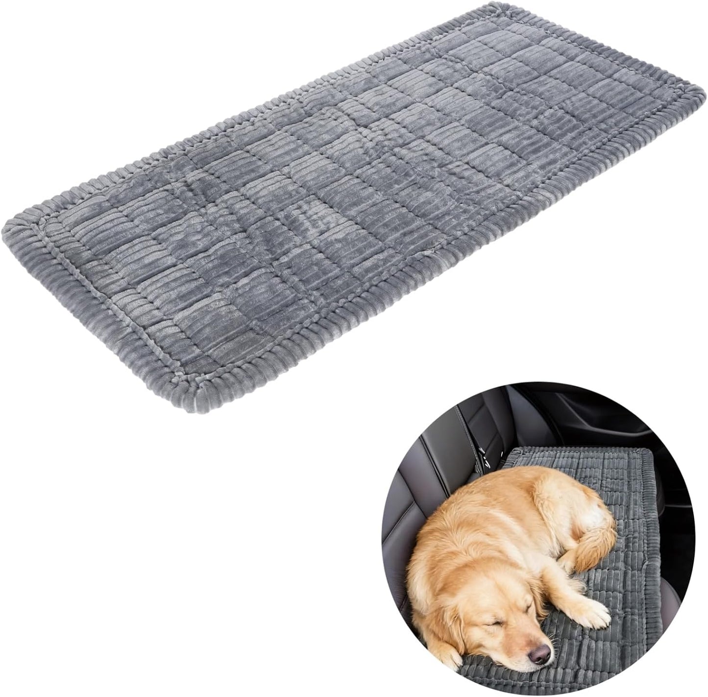 Backseat Dog Blanket for Car, Non-Slip Dog Bed Car Seat Protector, Soft & Cozy Dogs Blanket, Gray Machine Washable Travel Pet Mat for Cars, 24.4 x 53.9 in