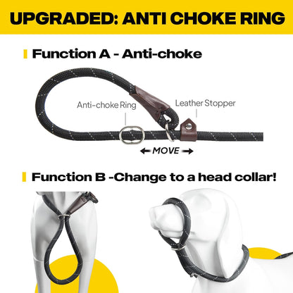 Fida Durable Slip Lead Dog Leash, 6 FT x 3/8" Heavy Duty Comfortable Strong Rope Slip Lead for Small Dogs and Puppies, No Pull Pet Training Lead with Highly Reflective(3/8", Black)