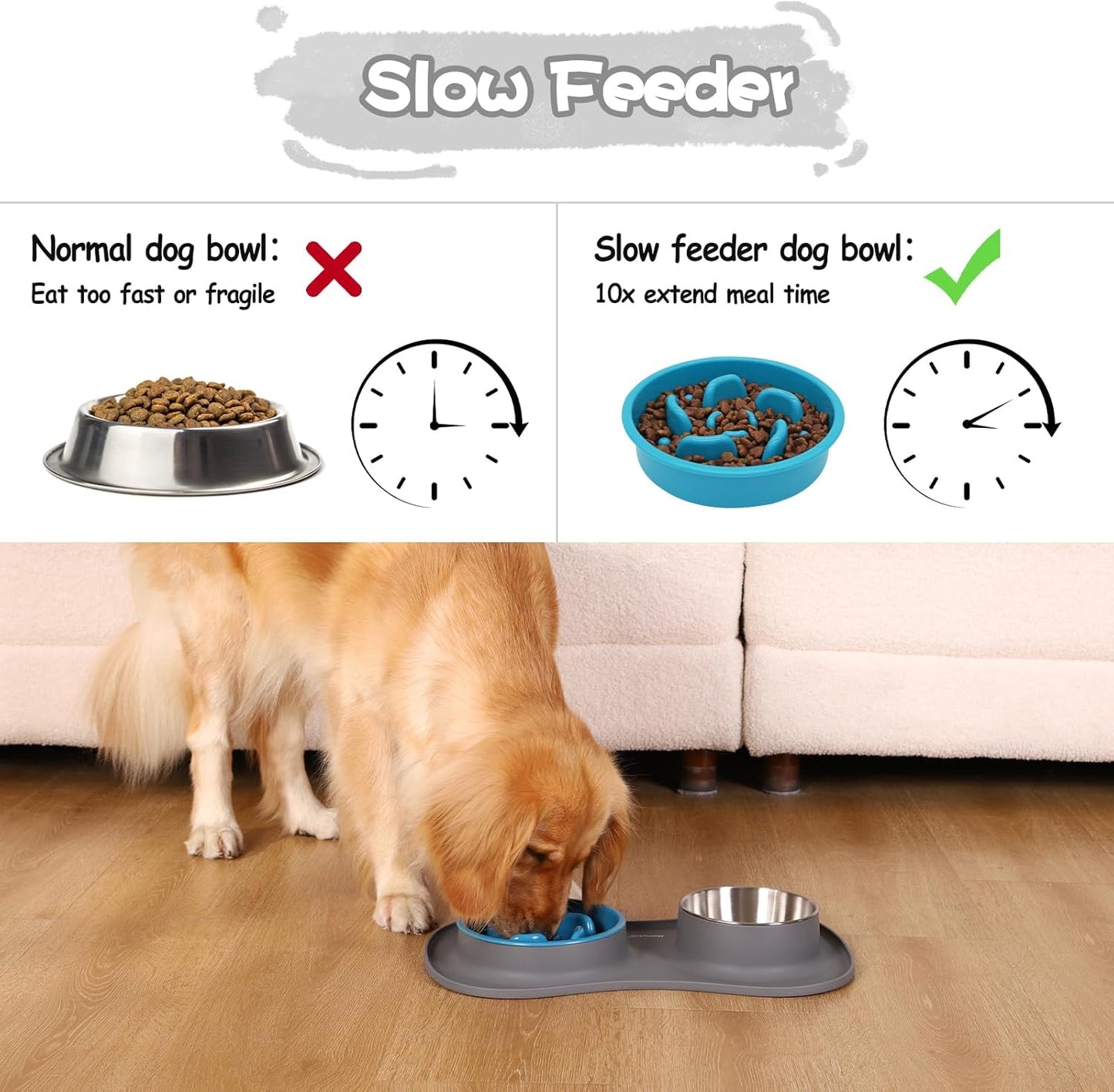 MateeyLife Slow Feeder Dog Bowls