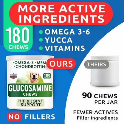 Dog Probiotics + Glucosamine Treats Bundle - Digestive Enzymes + Prebiotics + Chondroitin, MSM, Omega-3 - Gas, Diarrhea, Allergy, Constipation, Upset Stomach Relief + Joint Pain Relief - Immunity