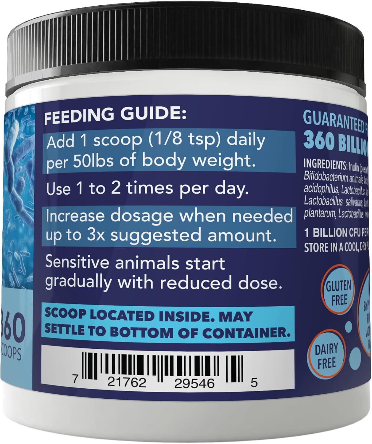 NUSENTIA Probiotics for Dogs -(360 Scoops)-Probiotic Miracle -Advanced, Species Specific Probiotics and Prebiotics to Stop Diarrhea, Loose Stool, and Yeast-Plus Immune Support
