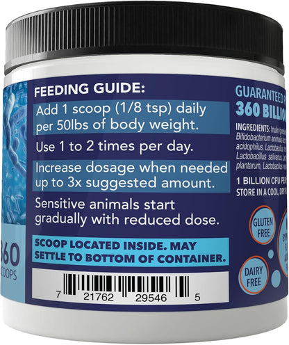 NUSENTIA Probiotics for Dogs -(360 Scoops)-Probiotic Miracle -Advanced, Species Specific Probiotics and Prebiotics to Stop Diarrhea, Loose Stool, and Yeast-Plus Immune Support