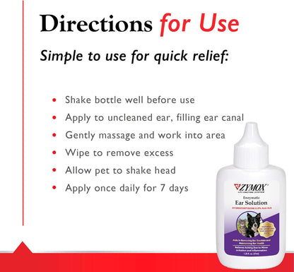 Pet King Brands ZYMOX Ear Solution with 0.5% Hydrocortisone and Ear Cleanser Bundle