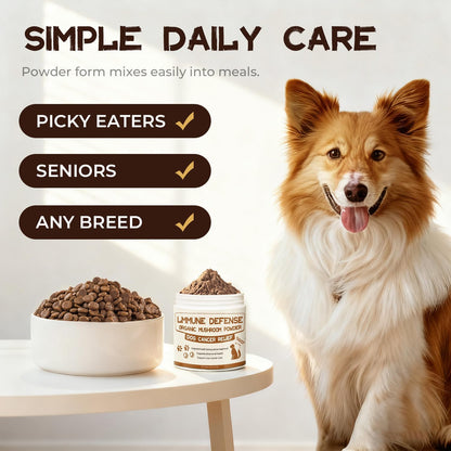 Dog Cancer Supplements, Dog Critical Guard, Defense Immune Support, Mushroom Supplement with Turkey Tail, Reishi, Lion’s Mane & Cordyceps, Immune Support Powder for Wellness & Vitality, Natural Herbal