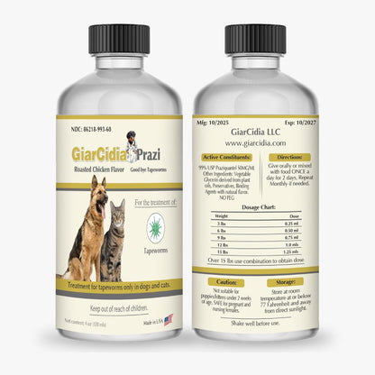 No More Worms in Cats and Dogs- Dewormer for Cats and Dewormer for Dogs - Chicken Flavour 120 MLS with 3ml Dropper