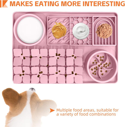 Lick Mat for Dogs Pink and Pet Hair Removal Glove