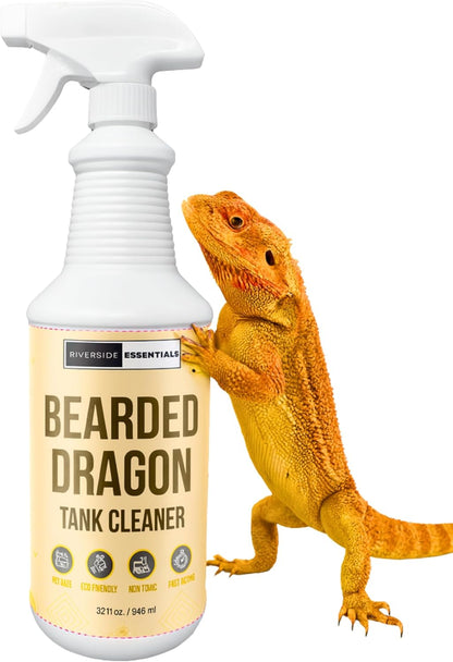 Bearded Dragon Tank Cleaner – 32oz No-Rinse Cage & Habitat Spray – Fast Odor Eliminator & Waste Remover – Pet Safe, Non-Toxic Formula – Easy Terrarium Cleaning – Made in USA