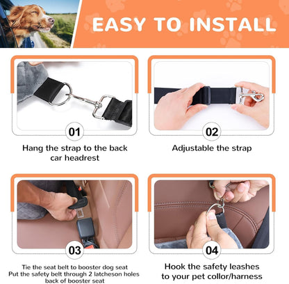 Dog Car Seat for Large Medium Dogs, Detachable Washable Dog Booster Seat Under 55lbs, Pet Car Seat Travel Bed with Thick Cushion and Safety Belt