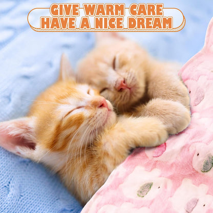 Chumia 18 Pcs Fleece Pet Blanket Soft Warm Sleep Mat Fluffy Cute Puppy Supplies Paw Bone Star Elephant Dot Heart Print Design Bed Blankets for Dog Cat Kitten Animals (41 x 30 Inch,Sweet)