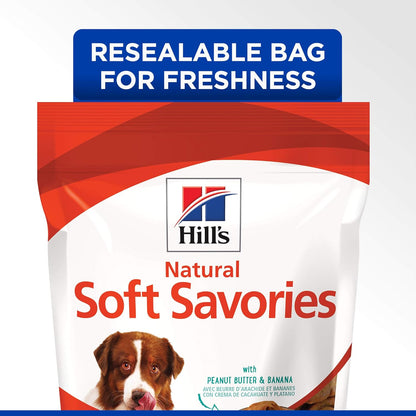 Hill's Natural Soft Savories, All Life Stages, Great Taste, Dog Treats, Peanut Butter & Banana, 8 oz Bag