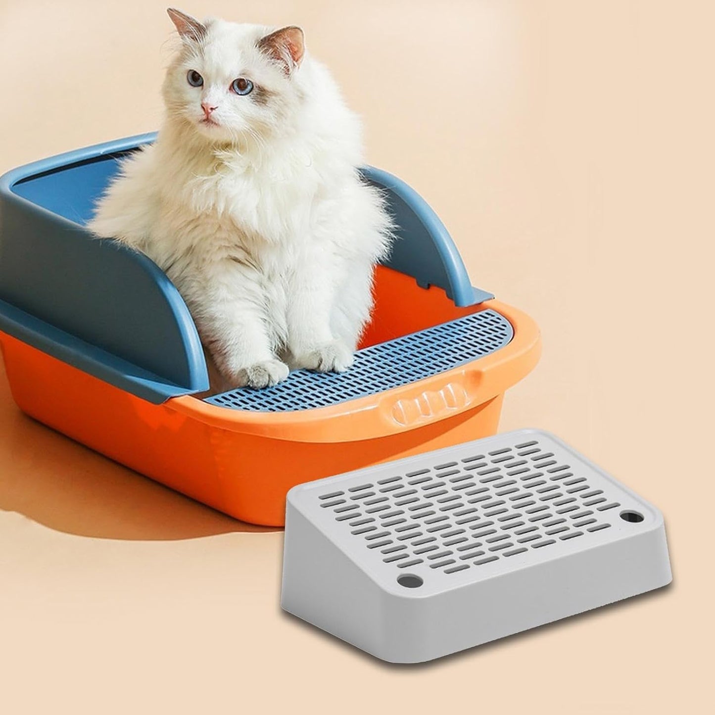 Footboard for Cats Litter Box Reusable Easy Cleaning Keep Room Tidy Compact Size for Home Indoor Litter Pan Pet Litter Box, Slope