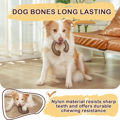 Tough Dog Toys for Aggressive Chewers, Bacon Scented & Curved Nylon Bone to Keep Them Busy, Durable Chew Toy for Medium & Large Breeds (25-80 lbs)