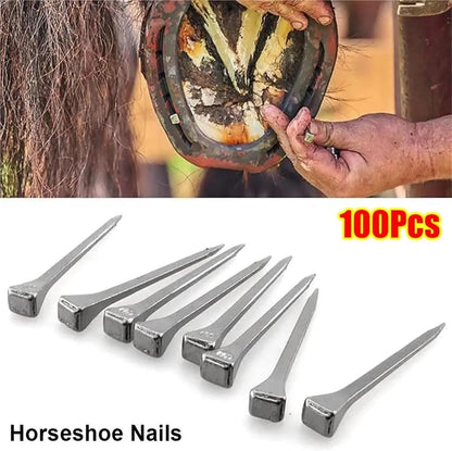 Horseshoe Nails 100Pcs Durable Horseshoe Nails Steel Harness Repair Horse Shoe Hoof Equestrian Sports Equipment for Securing Firmly(100Pcs E6 54mm)