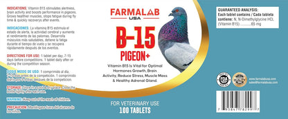 Farmalab Vitamin B15 100 Tablets PALOMAS Pigeons