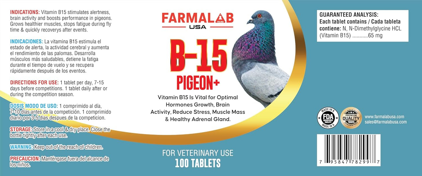 Farmalab Vitamin B15 100 Tablets PALOMAS Pigeons