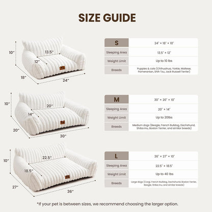 Cat Couch for Pets, Cute Small Dog Couch Bed with Cozy Soft Faux Rabbit Fur for Small Dogs, Fuzzy Dog Couch for Indoor Cats, Supportive Pet Sofa with Removable Washable Cover, Cream, 30"