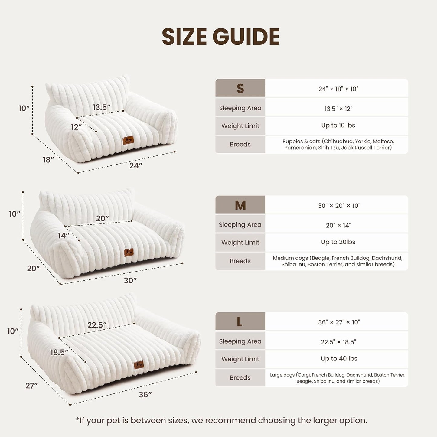 Cat Couch for Pets, Cute Small Dog Couch Bed with Cozy Soft Faux Rabbit Fur for Small Dogs, Fuzzy Dog Couch for Indoor Cats, Supportive Pet Sofa with Removable Washable Cover, Cream, 30"