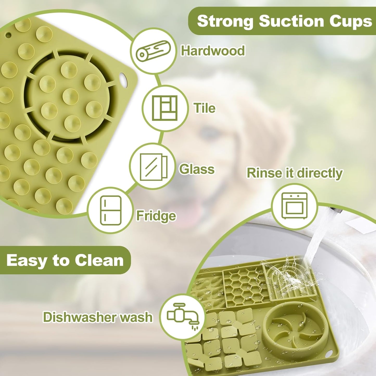 Lick Mat for Dogs, Silicone Slow Feeder Bowl for Food and Water, Licking Pad with Suction Cups for Yogurt Peanut, Snuffle Mat Puzzle Toys Food Treat for Dog Anxiety Relief Training