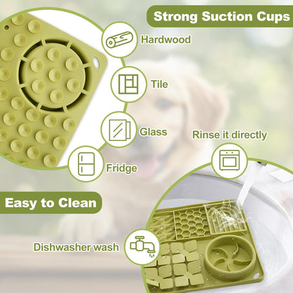 Lick Mat for Dogs, Silicone Slow Feeder Bowl for Food and Water, Licking Pad with Suction Cups for Yogurt Peanut, Snuffle Mat Puzzle Toys Food Treat for Dog Anxiety Relief Training