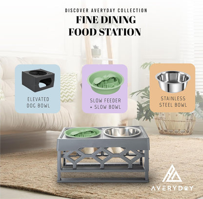 AVERYDAY Slow Feeder Dog Bowls for Large Breed, 2.5 Cups Deep Food Puzzle Bowl with Spinning Slow Feeder Insert, Non-Slip Bottom, Fits for Raised Stand, Hard Maze Design for Medium and Large Dogs