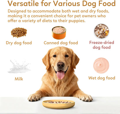 Slow Feeder Dog Bowls, Silicone Dog Bowl with Suction Cups, Slow Feeder & Non-Slip Design, Boredom and Anxiety Reducer, Suitable for All Breed Dogs, Yellow