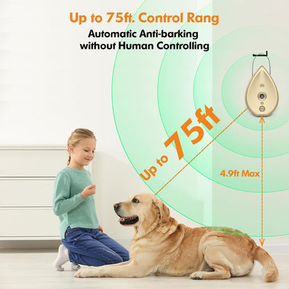 Anti Barking Device for Dogs Bark Box, Rechargeable Ultrasonic Barking Deterrent Devices with 3 Modes/Irregular Ultrasound Frequency/Automatically Electronic Dog Whistle Neighbors Dog Silencer(Gold)