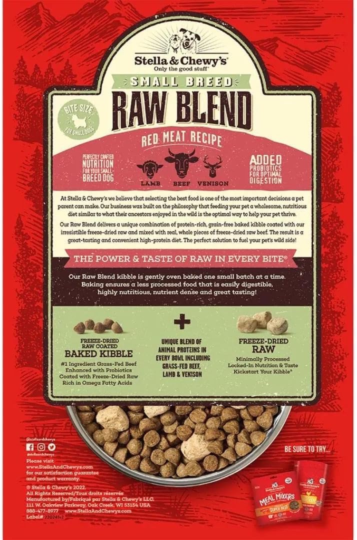 Stella and Chewy's Small Bred Raw Blend, 10 Pound, Red Meat Recipe, Grain-Free Dog Food