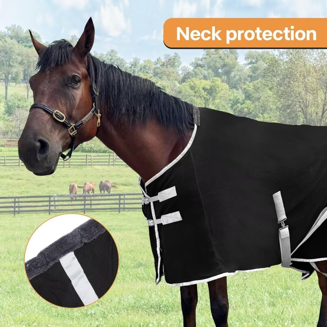 Polar Fleece Horse Blanket, Soft Horse Cooler,Multi-Function Horse Sheet (Black, US 72IN(EU 135CM))