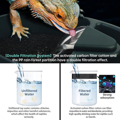 Reptile Drinking Water Fountain Chameleon Accessories Automatic Circulation System with Trough, Bearded Dragon Cage Accessories Reptiles Habitat Waterfall for Snake/Lizard/Chameleon/Turtle