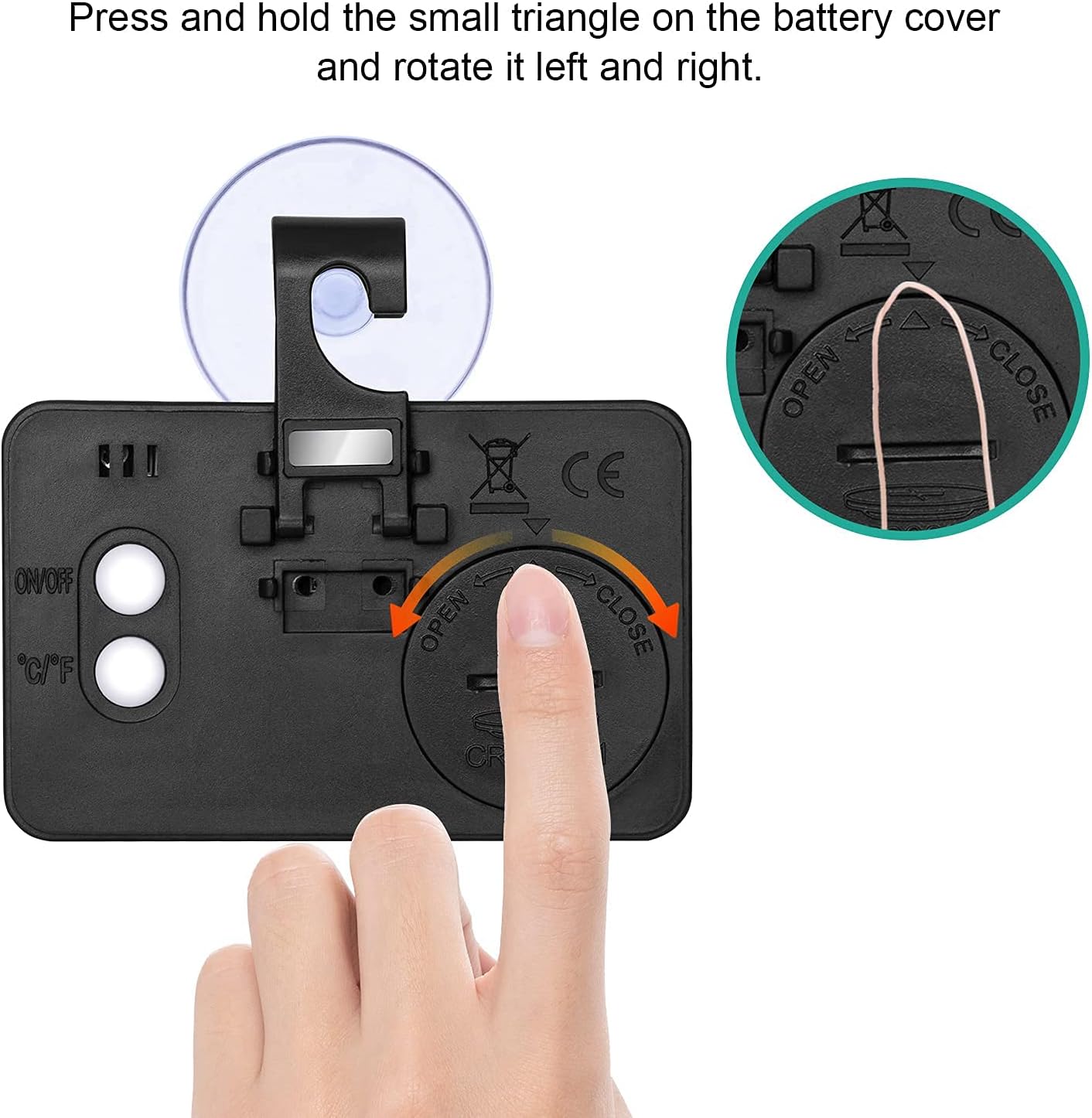 Reptile Thermometer Hygrometer Digital Gauge with Hook & Suction Cup, Accurate Temperature and Humidity Monitor for Reptile Terrarium, Bearded Dragon Tank, Snake Lizard Gecko Habitat (Black)