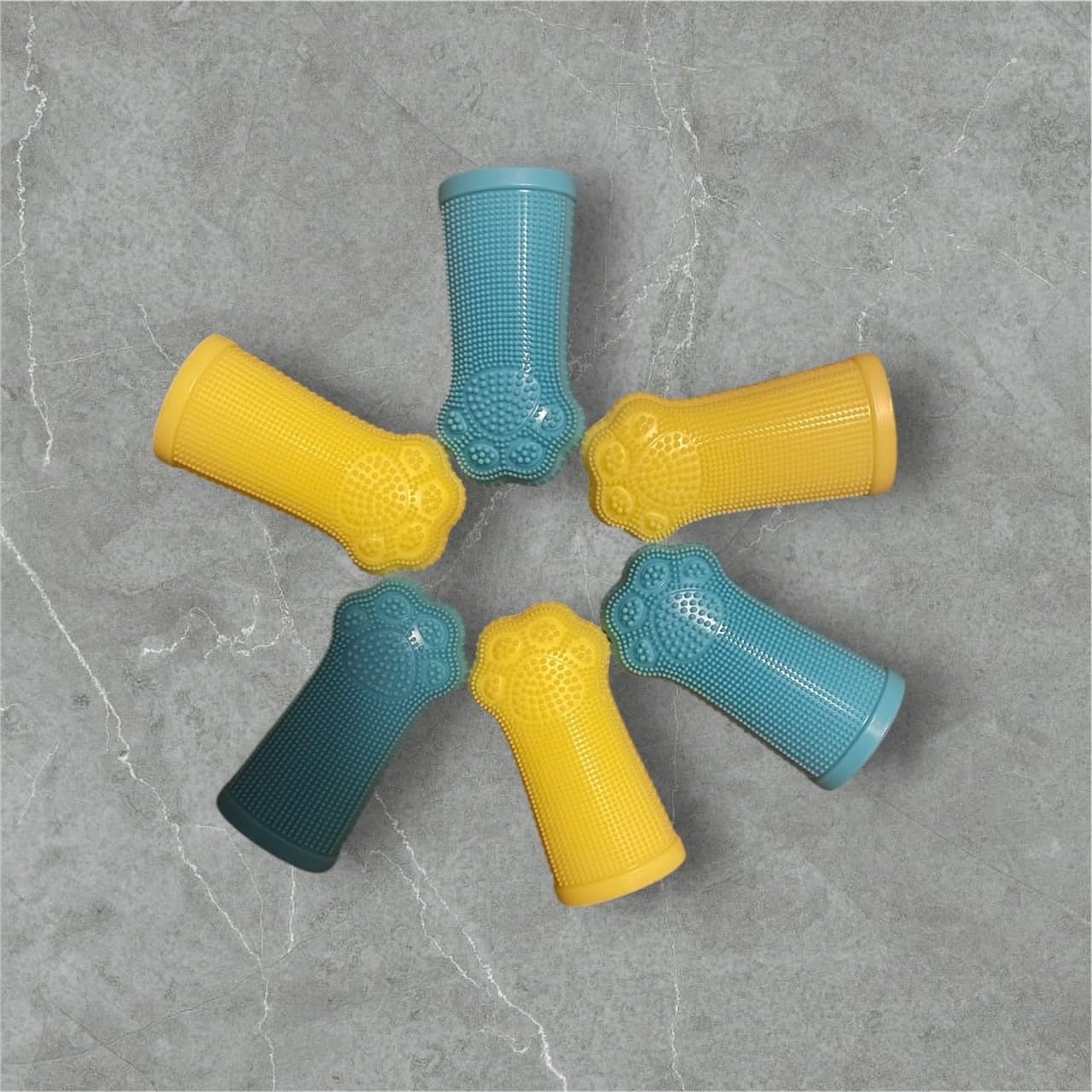 Dog Toothbrush PAW, 360 Tooth Brushing Kit, Cat Toothbrush, Dog Teeth Cleaning, Finger Tooth brush, Dental Care, Small & Large Pets, Toothpaste Not Included (Blue Yellow, 8 Count (pack of 8))