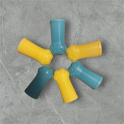 Dog Toothbrush PAW, 360 Tooth Brushing Kit, Cat Toothbrush, Dog Teeth Cleaning, Finger Tooth brush, Dental Care, Small & Large Pets, Toothpaste Not Included (Blue Yellow, 8 Count (pack of 8))