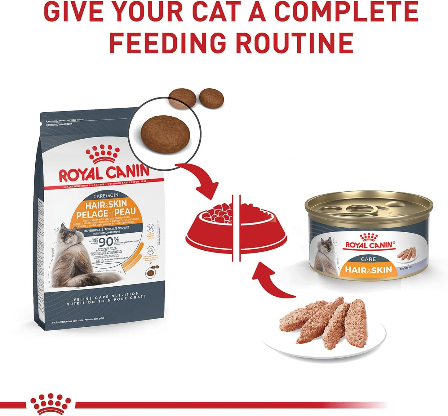 Royal Canin Feline Care Nutrition Hair & Skin Care Adult Dry Cat Food, 3 lb Bag