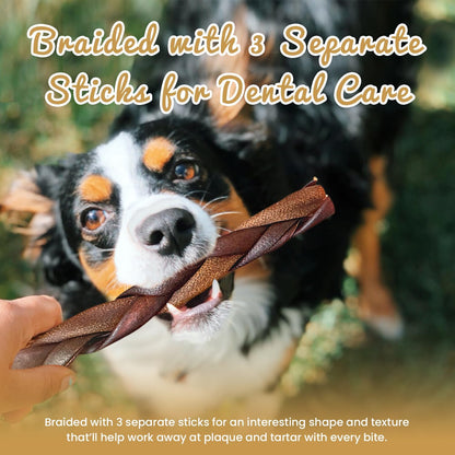Braided Collagen Sticks for Medium & Large Dogs, 5-6 Inch Beef Collagen Dog Chews Long Lasting, Dog Treats for Aggressive Chewers & Bully Stick Alternative