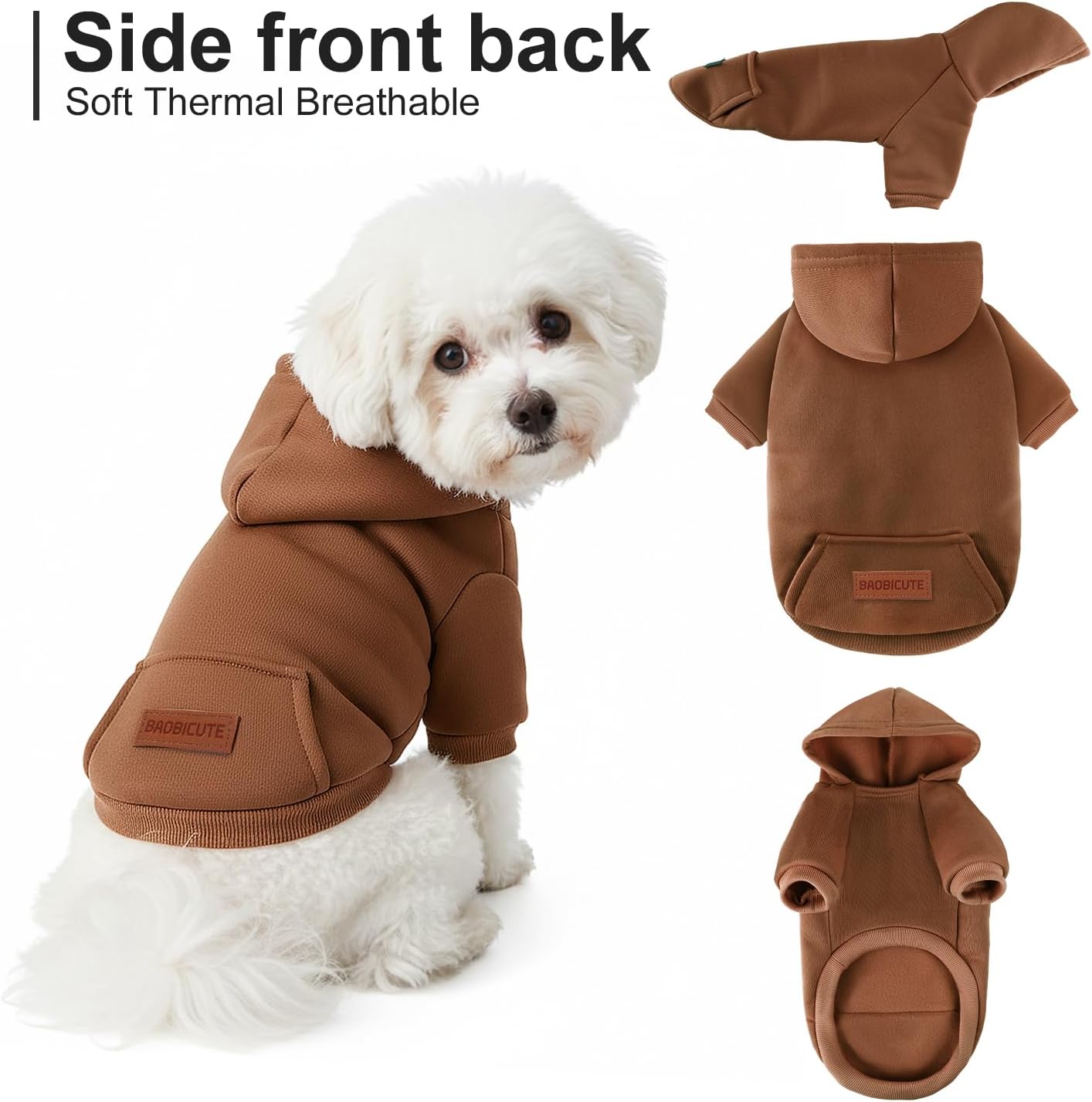 1 Pack Dog Hoodie Warm Hood Dog Sweater Cold Weather Small Dogs Sweatshirt Comfort Pet Clothes for Small Medium Dogs with Pockets Cats Chihuahua Clothes for Male Female Girl Boy Sporty Daily Wear