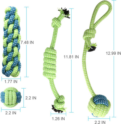 Depets 4PCs Dog Rope Toy, Assorted Puppy Chew Toys, Durable Rope Knot Dog Toy, Puppy Teething Playing Toys for Small Dogs Puppies