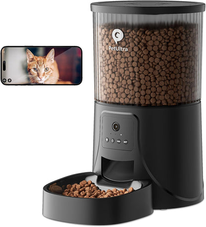 Automatic Cat Feeder with Camera: 5G WiFi Auto Pet Feeder Precise Timed Feeding with HD Video & 2-Way Audio, Food Dispenser with Desiccant Bag to Keep Kibble Fresh, Easy Setup for Indoor Cats
