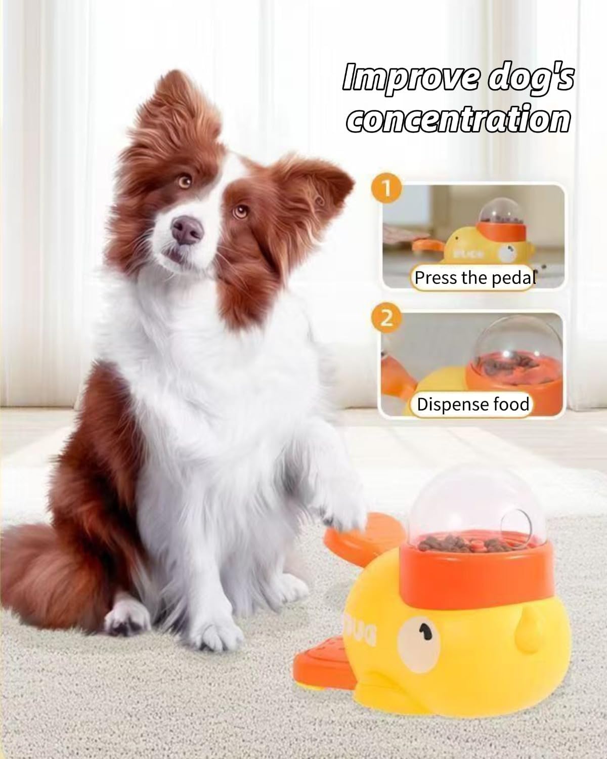 Cat Puzzle Treat Dispenser, Puzzle Feeder Dog Treat Dispenser Toy, Duck Pet Feeder, Slow Feeder Dog Bowls, 3 Sizes of Lids, Duck Treat Dispenser, IQ Training and Exercise for Cats and Dogs