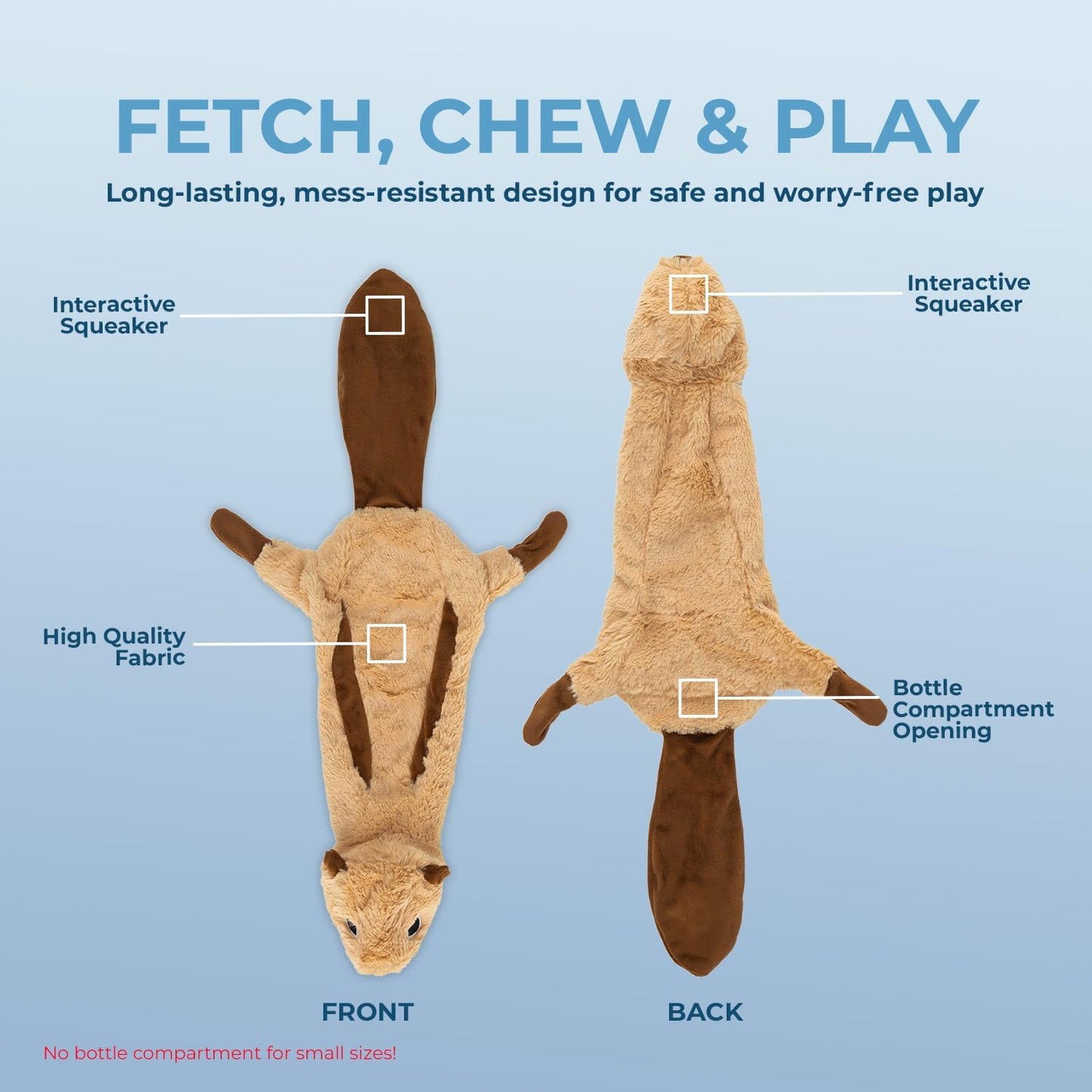 Best Pet Supplies 2-in-1 Stuffless Squeaky Dog Toys with Soft, Durable Fabric for Small, Medium, and Large Pets, No Stuffing for Indoor Play, Holds a Plastic Bottle - Monkey, Squirrel, Large