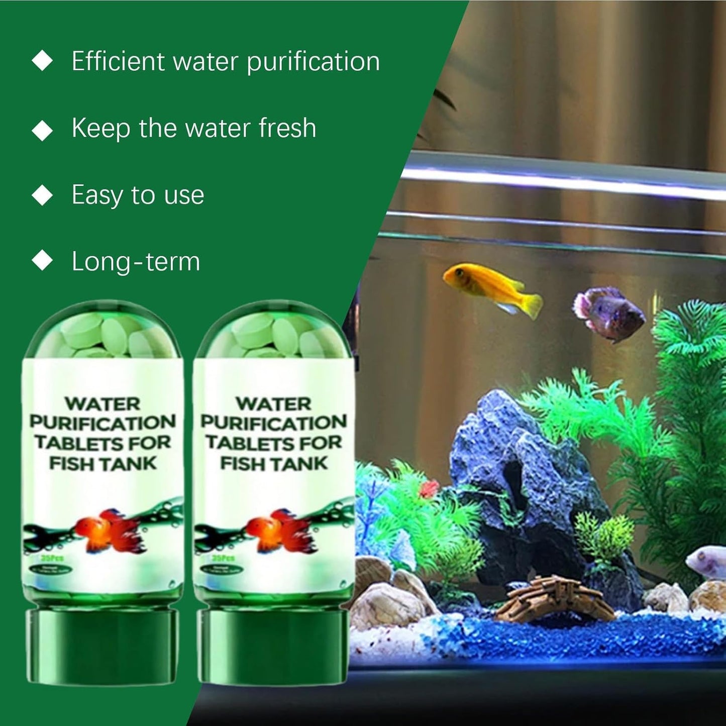Powerful Aquarium Water Purification Tablet,Water Purification Tablets for Fish Tank,Remover for Fish Tank, Aquarium Remover (3pcs)
