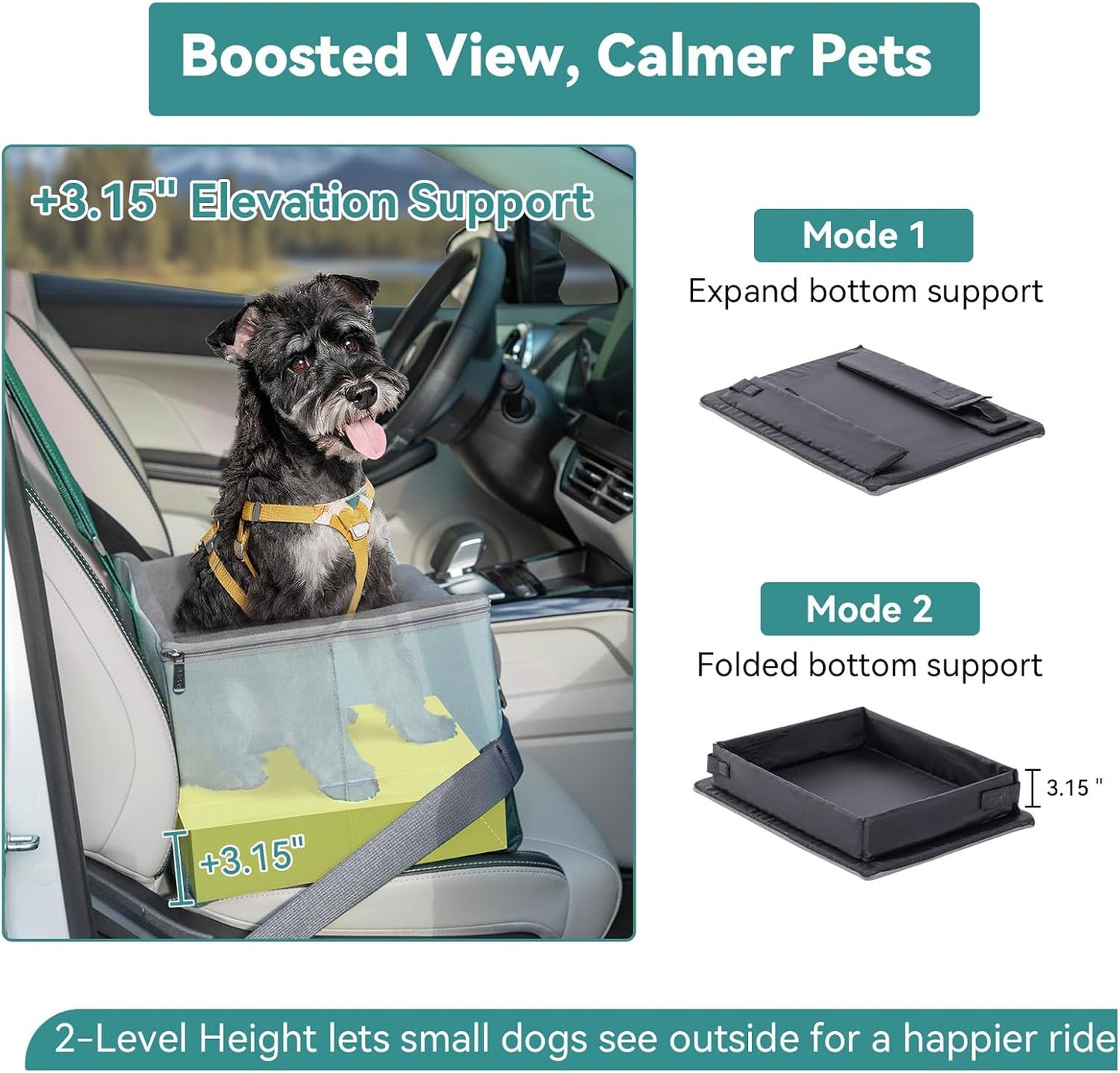 Upgraded Dog Car Seat for Small Dogs Under 25lbs – Safety Booster Seat with Patent Buckles, Adjustable Leash, for Travel, Cars, SUV, Pickup – A4Pet Pet Bed for Puppy & Cat