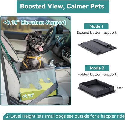 Upgraded Dog Car Seat for Small Dogs Under 25lbs – Safety Booster Seat with Patent Buckles, Adjustable Leash, for Travel, Cars, SUV, Pickup – A4Pet Pet Bed for Puppy & Cat