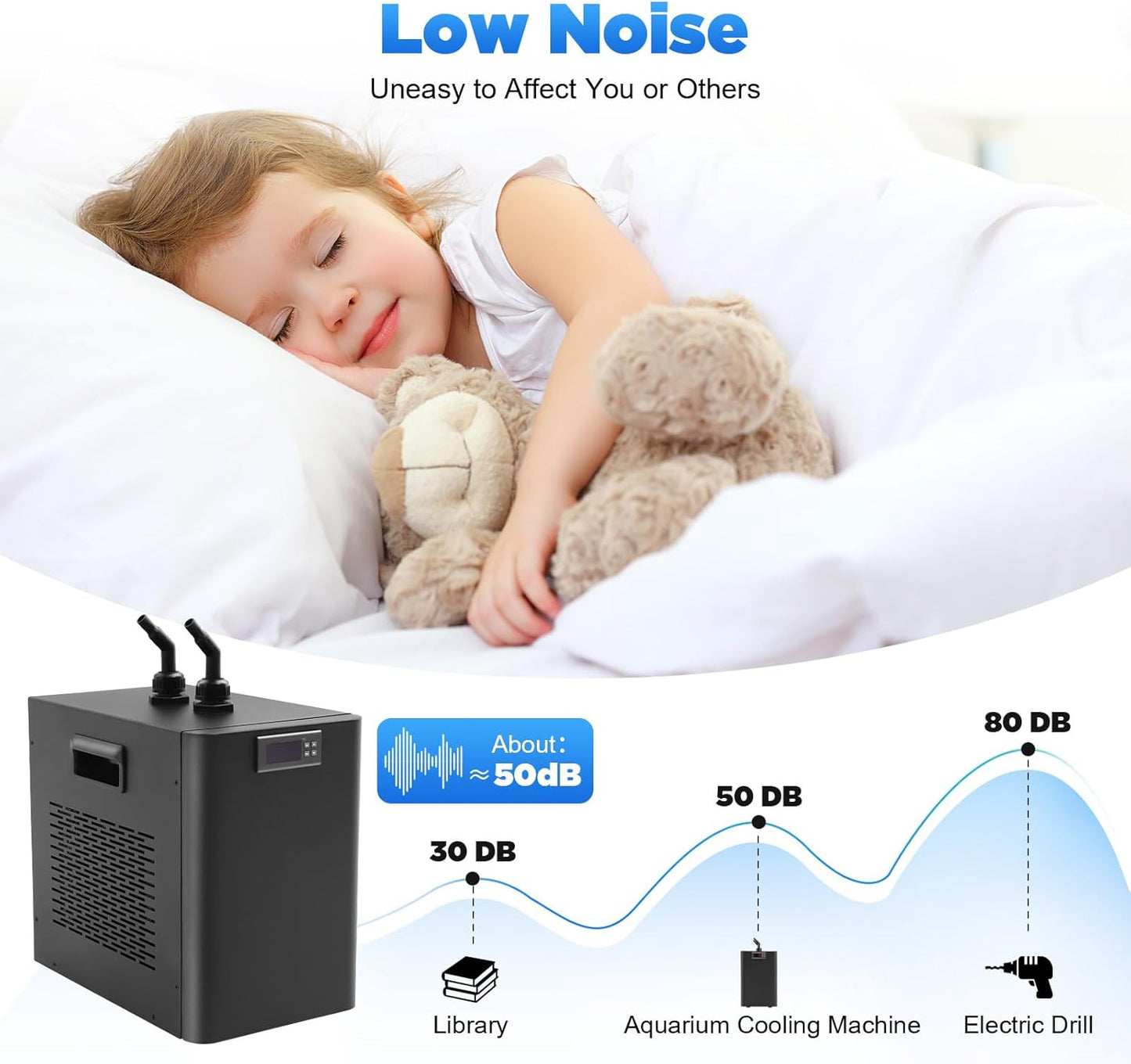 1/10 Hp Aquarium Chiller 47 Gal Water Chiller for Aquarium Cold Plunge Chiller with Adjustable Temperature & Recessed Handle for Aquarium, Supermarket, Aquaculture