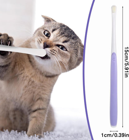 Small Dog Cat Toothbrush Pets Toothbrush Soft Bristle Cat Dental Brush Micro Head Puppy Tooth Brush Deep Clean Kit Portable Cats Dental Care for Puppy Kitten Daily Brushing