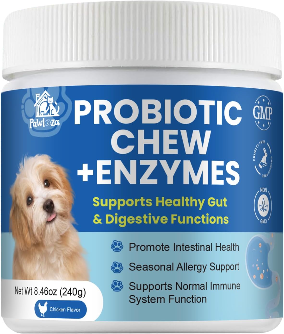 Probiotics Dog Allery Chews for Dogs, Improve Itchy Skin Itchy Ears, Yeast Balance, Gut Health, Probiotics (10 Billion CFU) for Dog Immune Health & Allergy Relief Chews + Vitamins Blend