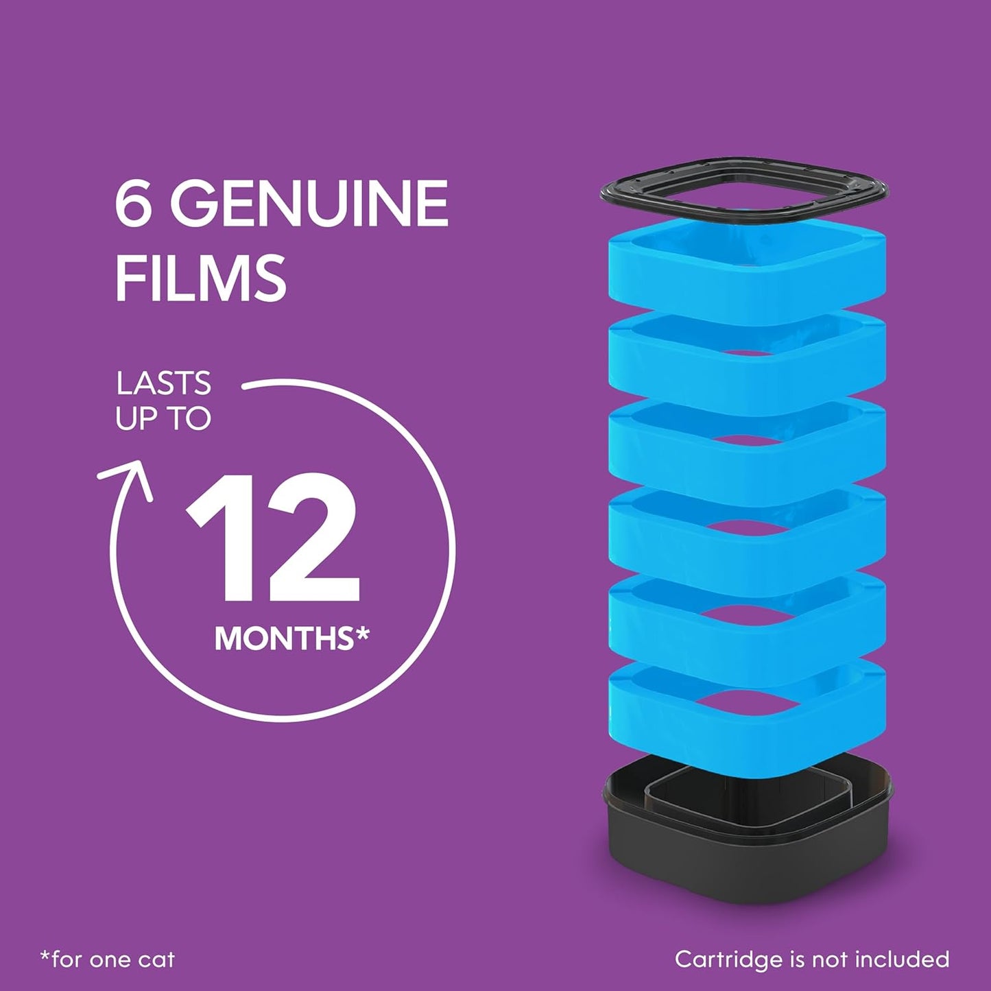 Litter Genie Refill Bags | Stand Alone Genuine Film 6 pk | Compatible with Litter Genie Standard and Jumbo Refills | Ultimate Odor Control Cat Litter Bags | Up to 12 Months of Supply for one cat